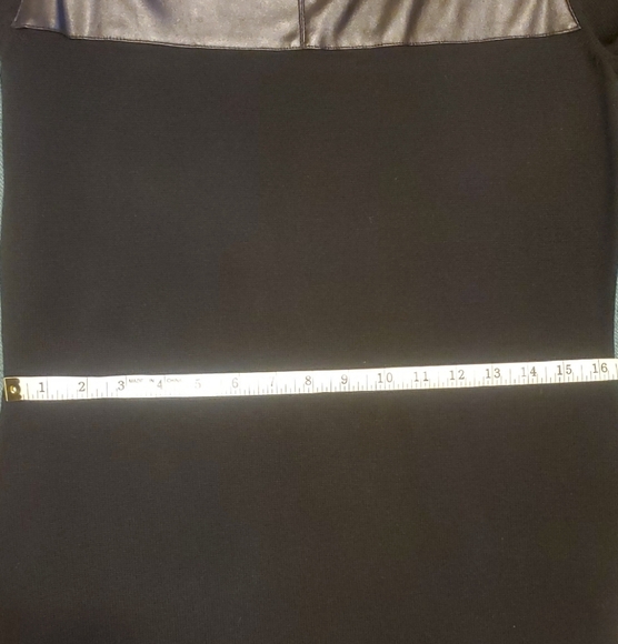 Chaps Black Dress with Faux Leather Detail - Picture 10 of 10